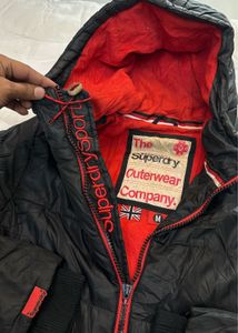 Superdry Padded Hooded Jacket - Black/Red