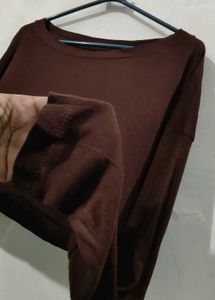 Brown Cropped Long Sleeve Top