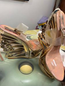 Stunning Gold Sculptural Wedge Heels