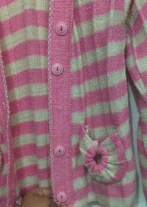 Pink Plaid Wool Cardigan