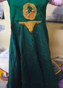 Elegant Emerald Green Embroidered Gown
