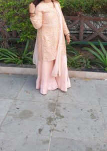 Elegant Peach Kurta Set with Palazzo