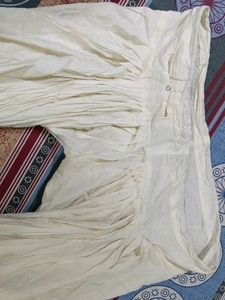 Cream Cotton patiala Pants