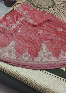 beautiful gajari shade lehenga with heavy look