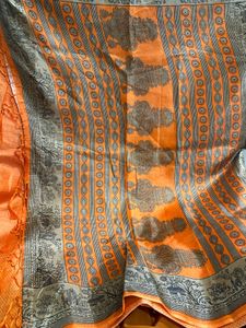 Elegant Orange Printed Saree