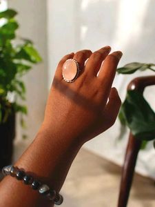 Natural Rose Quartz Crystal Ring
