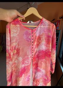 Pink Floral Print Kurta