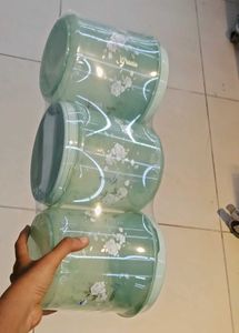 joyo set of 3 Green Floral Storage Containers