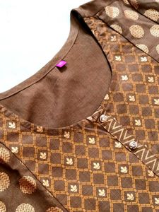 Olive Green &amp; Gold Print Kurti