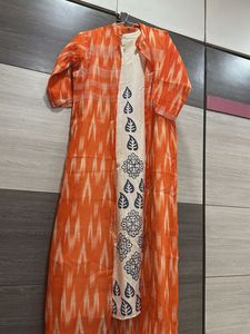 Stylish Kurta Set with Ikat Print Shrug