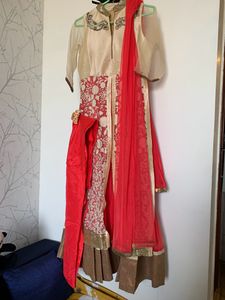 Designer Anarkali Suit - Red & Gold