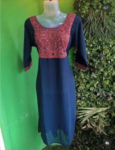 Not used Elegant Blue Embroidered Kurta L to 3 XL