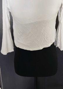 White Bell Sleeve Crop Top