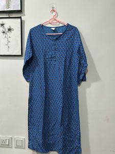 Blue Printed Womens Kurta