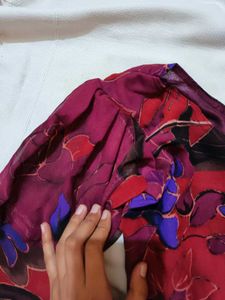Floral Print Chiffon Anarkali With Dupatta