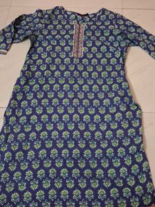 Blue & Green Printed Kurta