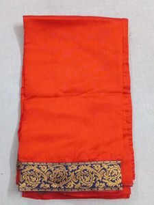 Vibrant Orange Saree with Blue Border