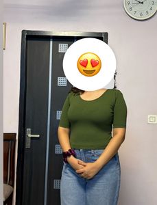 Olive Green Cropped T-Shirt