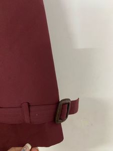 Maroon Belted Trench Coat