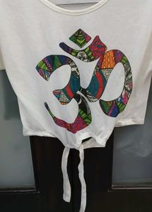 Om Graphic Tie-Front T-Shirt - M/L Size