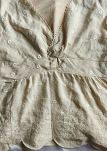 Embroidered Sleeveless V-Neck Top