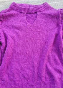 Purple Puff Sleeve Knit Top