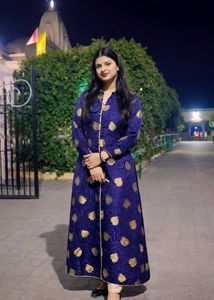 Royal Blue Heavy Partywear Kurti Set with Golden D