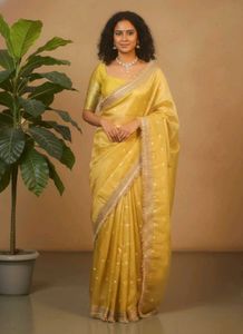 New Golden Banarasi Tissue Silk Saree