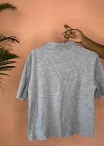 Grey Mock Neck Top