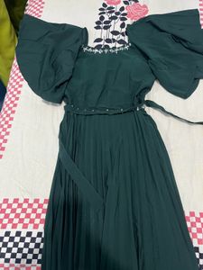 Emerald Green Pleated Maxi Dress