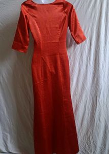 Elegant Red Satin Maxi Dress