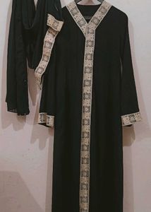 dubai Black Abaya with Lace Trim
