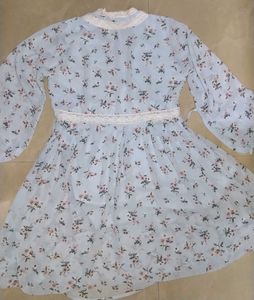 Light Blue Floral Dress with Lace