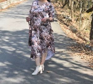 Floral Print Cold Shoulder Dress