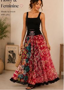 🌸 Boho Bloom Floral Maxi Skirt