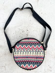 Round Tribal Print Crossbody Bag
