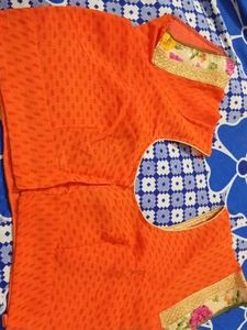 Vibrant Orange Bandhani Saree