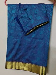 Blue Silk Saree with ready blouse