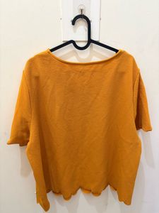 Plus size Mustard Yellow beaded Textured Top