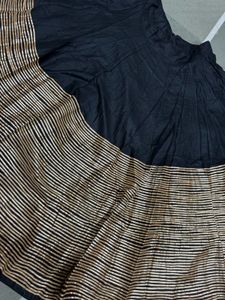 60 lines black chaniya golden mirror work blouse