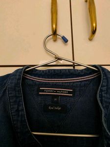 Men's Blue Denim Mandarin Collar Shirt
