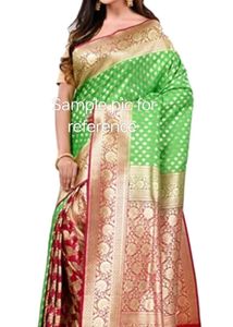 Offer Katan Banarasi Silk Saree pink And Rama Gree