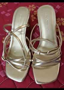 Gold Block Heel Sandals Aus 5