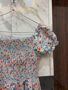 Cute Floral Print Smocked Dress