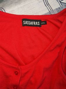 Red Button-Up Crop Tank Top