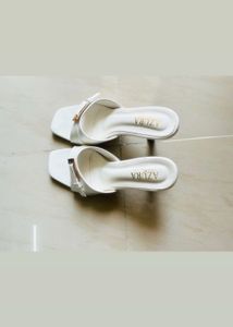 Stylish White Mule Heels