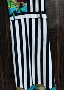 Striped Sleeveless Party Dress, slit dress