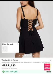 Black A-line Dress with Tie Back