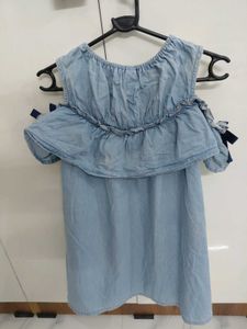 Cute Blue off Shoulder denim Top