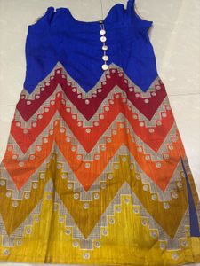 Royal Blue Chevron Print Kurti with Elegan